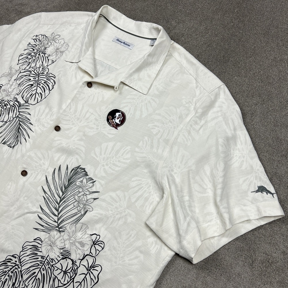 Tommy Bahama x Florida Seminoles Hawaiian Shirt Mens 2XL Embroidered Silk Floral
